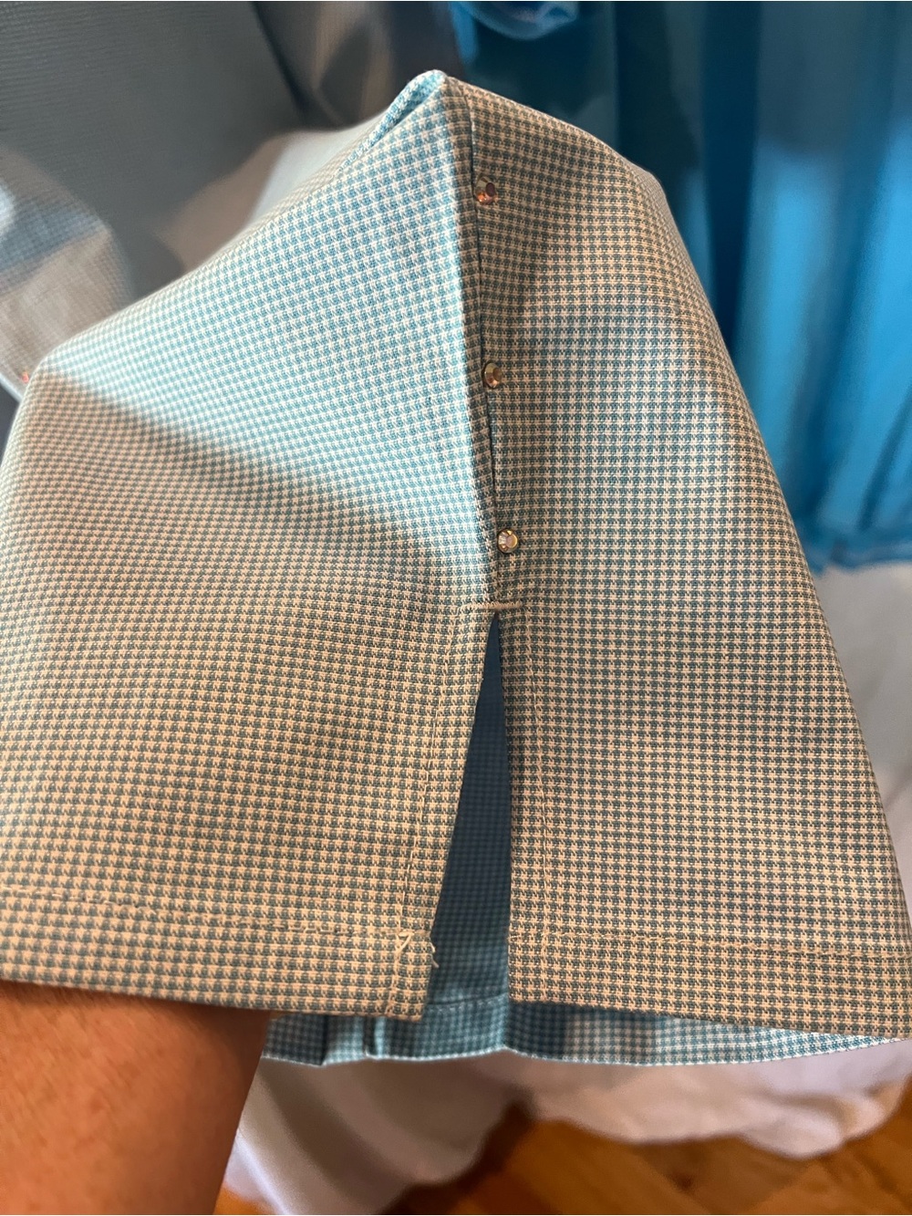 Quacker Factory Turquoise V-Neck Top & Capris with Stud Trim - Picture 5 of 13
